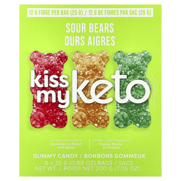 Kiss My Keto, Gummy Candy, Sour Bears, 8 Bags, 0.88 oz (25 g)