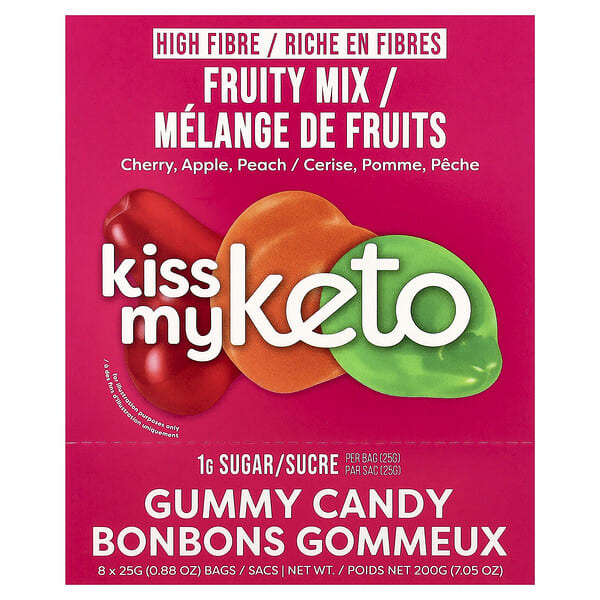 Kiss My Keto, Gummy Candy, Fruity Mix, 8 Bags, 0.88 oz (25 g) Each