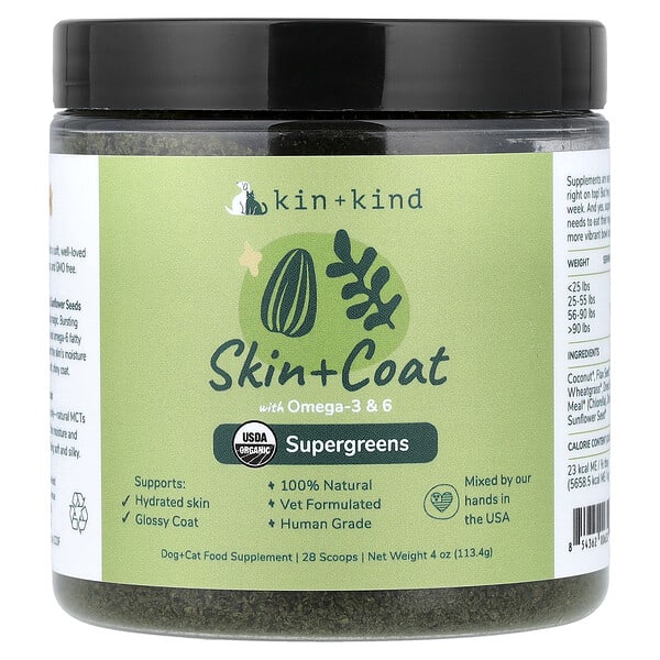Kin+Kind, Skin + Coat, Supergreens For Dogs and Cats, 4 oz (113.4 g)