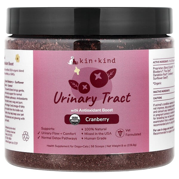 Kin+Kind, Urinary Tract with Antioxidant Boost, For Dogs ба Cats, клюква, 8 oz (226.8 g)