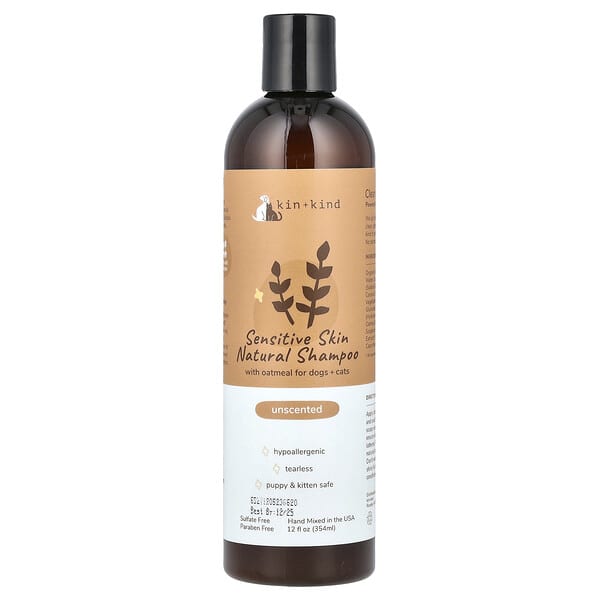 Kin+Kind, Sensitive Skin Natural Shampoo, For Dogs + Cats, үнэргүй, 12 fl oz (354 ml)