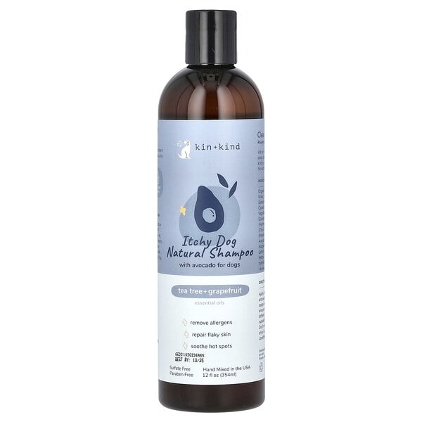 Kin+Kind, Itchy Dog Natural Shampoo With Avocado, For Dogs, Tea Tree + Grapefruit, 12 fl oz (354 ml)