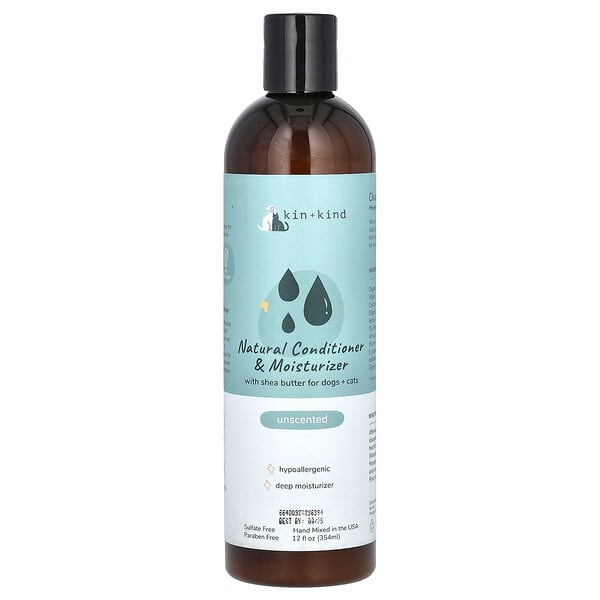 Kin+Kind, Natural Conditioner & Moisturizer, With Shea Butter for Dogs + Cats, үнэргүй, 12 fl oz (354 ml)