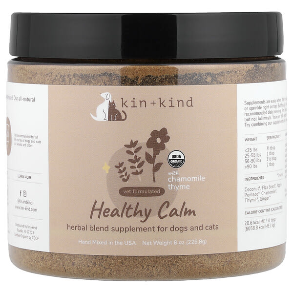 Kin+Kind, Healthy Calm With Chamomile Thyme, For Dogs ба Cats, 8 oz (226.8 g)