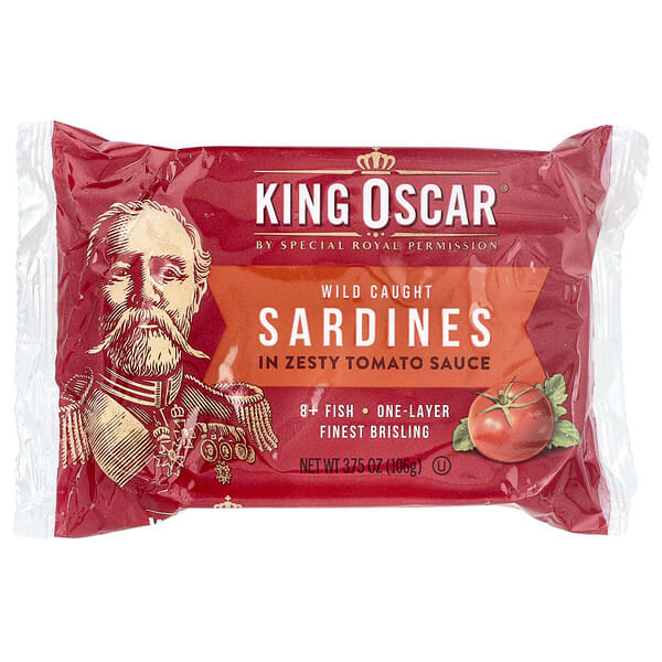 King Oscar, Wild Caught Sardines In Zesty Tomato Sauce, 3.75 oz (106 g)