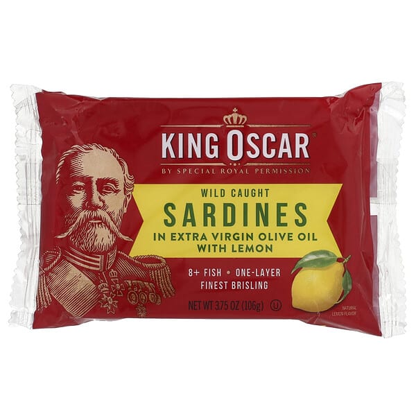 King Oscar, Wild Caught Sardines In Extra Virgin Olive Oil, With Lemon, 3.75 oz (106 g)