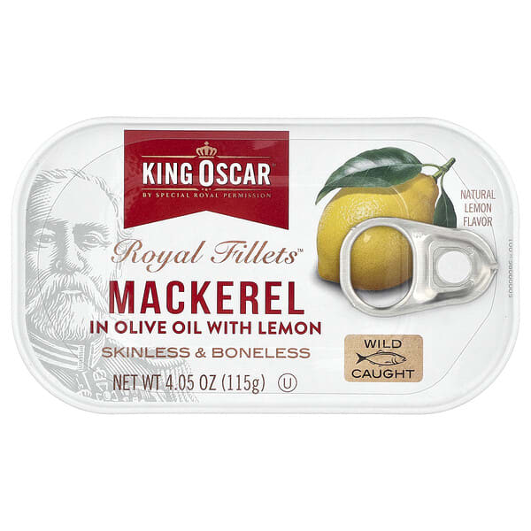 King Oscar, Royal Fillets™, Mackerel in Olive Oil with Lemon, 4.05 oz (115 g)