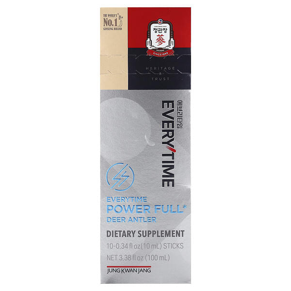 JungKwanJang, Deer Antler, Everytime Power Full, 10 Sticks, 0.34 fl oz (10 ml) Each