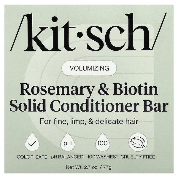 Kitsch, Rosemary & Biotin Volumizing Solid Conditioner Bar, For Fine, Limp, & Delicate Hair, Sweet Lavender & Rosemary, 2.7 oz (77 g)