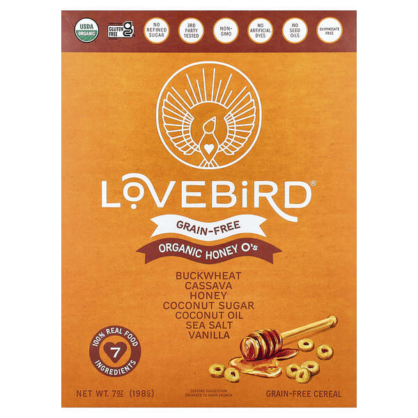 Lovebird, Grain-Free Cereal, Organic Honey O's, 7 oz (198 g)