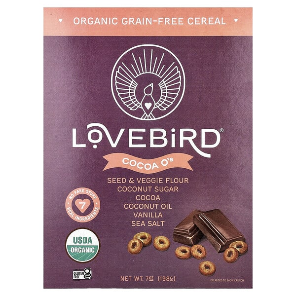 Lovebird, Organic Grain-Free Cereal, Cocoa O's, 7 oz (198 g)
