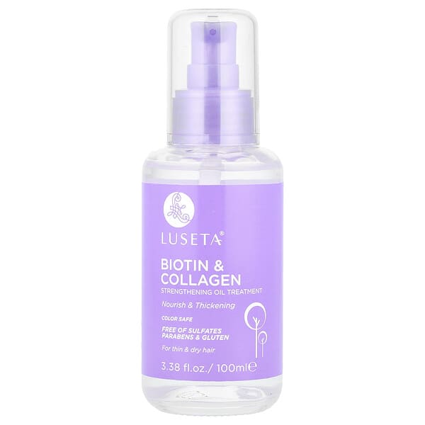 Luseta Beauty, Биотин & Коллаген, Strengthening Oil Treatment, For Thin & Dry Hair, 3.38 fl oz (100 ml)