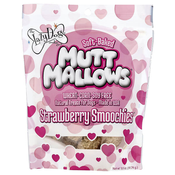 Lazy Dog Cookie, Mutt Mallows®, Treats For Dogs, Strawberry Smoochies™, 5 oz (141.74 g)