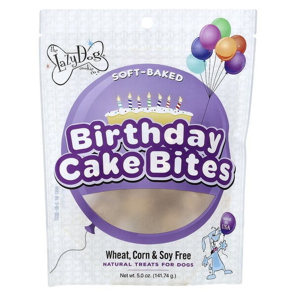 Lazy Dog Cookie, Natural Treats For Dogs, Birthday Cake Bites, 5 oz (141.74 g)