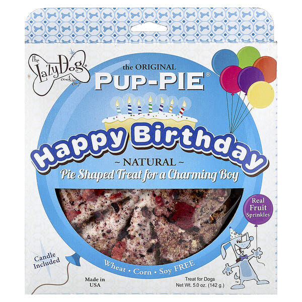 Lazy Dog Cookie, Pup-Pie®, Treat For Dogs, Happy Birthday For A Charming Boy, 5 oz (142 g)