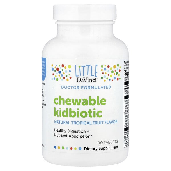 Little DaVinci, Chewable Kidbiotic, Natural Tropical Fruit, 90 шахмал