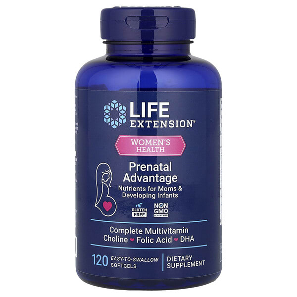 Life Extension, Эмэгтэйчүүдийн Health, Жирэмсний Advantage, 120 Easy-To-Swallow зөөлөн капсул