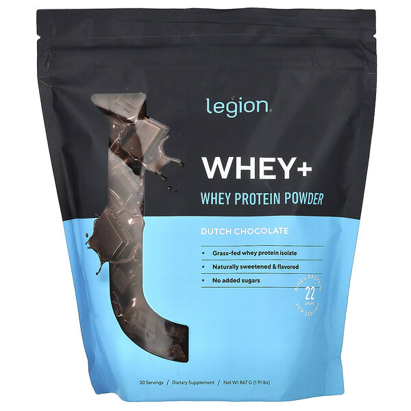 Legion Athletics, Шар сүү+, шар сүүний уураг нунтаг, Dutch Chocolate, 1.91 lbs (867 g)