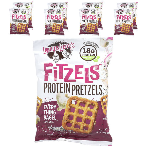 Lenny & Larry's, Fitzels™, Protein Pretzels, Everything Bagel, 8 Packs, 3 oz (85 g) Each