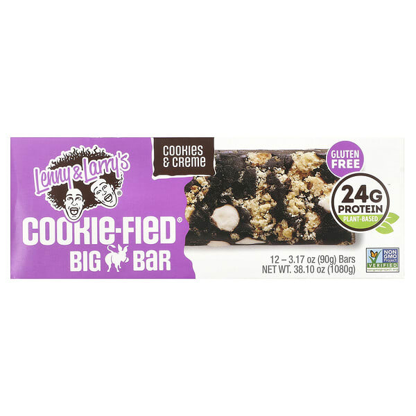 Lenny & Larry's, Cookie-Fied® Big Bar, Cookies & Creme, 12 Bars, 3.17 oz (90 g) Each