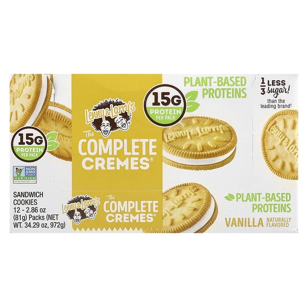 Lenny & Larry's, The Complete Cremes®, Sandwhich Cookies, Vanilla, 12 Packs, 2.86 oz (81 g) Each