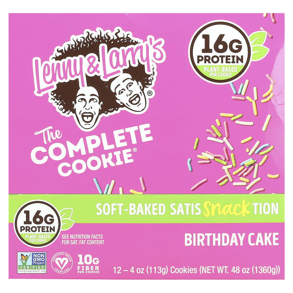 Lenny & Larry's, The Complete Cookie®, Birthday Cake, 12 Cookies, 4 oz (113 g) Each