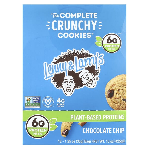 Lenny & Larry's, The Complete Crunchy Cookies®, Chocolate Chip, 12 Bags, 1.25 oz (35 g) Each