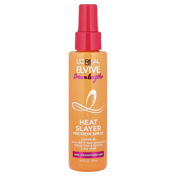 L'Oréal, Elvive, Dream Lengths, Heat Slayer, Pre-Iron Spray, Long, Straightened Hair, 4.4 fl oz (130 ml)