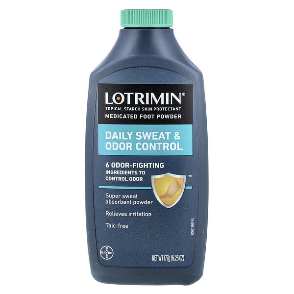 Lotrimin, Daily Sweat & Odor Control Medicated Foot Powder, 6.25 oz (177 g)