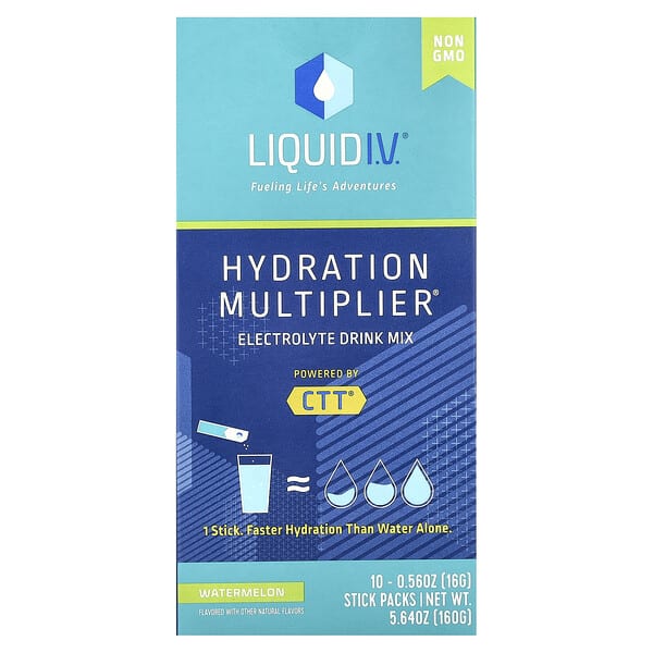 Liquid I.V., Hydration Multiplier®, Electrolyte Drink Mix, Watermelon, 10 савтай нунтаг, 0.56 oz (16 g) Each