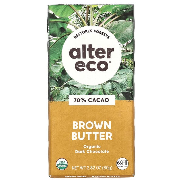 Alter Eco, Organic Dark Chocolate, Brown Butter, 70% Cacao, 2.82 oz (80 g)