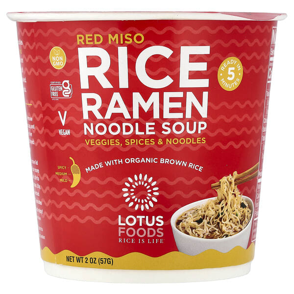 Lotus Foods, Rice Ramen Noodle Soup, Red Miso, 2 oz (57 g)