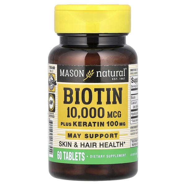 Mason Natural, Biotin Plus Keratin, 60 шахмал