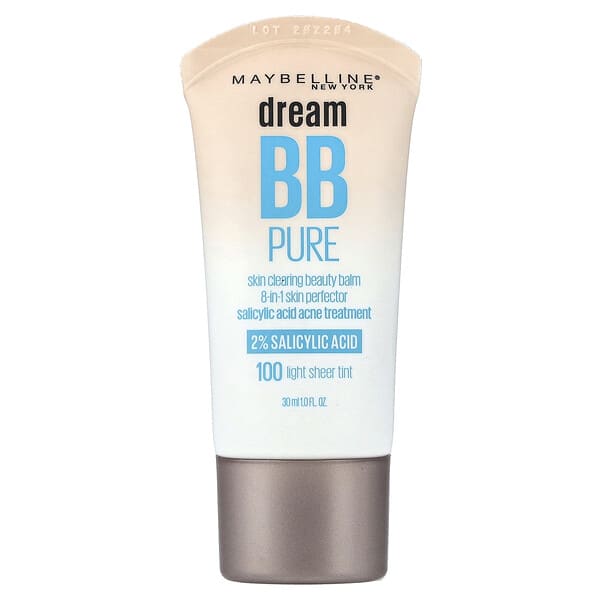 Maybelline, Dream BB Pure, Skin Clearing Beauty Balm, 100 Light Sheer Tint, 1 fl oz (30 ml)