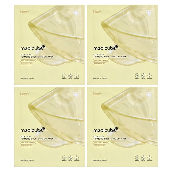 Medicube, Kojic Acid Turmeric Brightening Gel Beauty Mask, 4 Sheets, 0.98 oz (28 g) Each