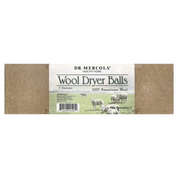 Dr. Mercola, Wool Dryer Balls, 3 Balls