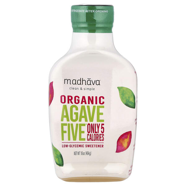 Madhava, Clean & Simple, Organic Agave Five®, Low-Glycemic Sweetener, 16 oz (454 g)