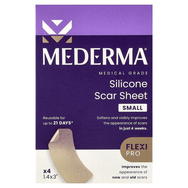 Mederma, Silicone Scar Sheet, Small, 4 ширхэг