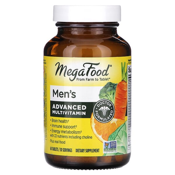 MegaFood, Men's Advanced Multivitamin, 60 шахмал