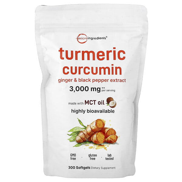 Micro Ingredients, Куркума Куркумин, 300 зөөлөн капсул