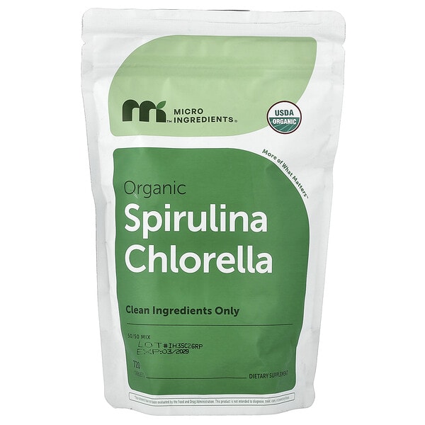 Micro Ingredients, органик спирулина хлорелла, 720 шахмал