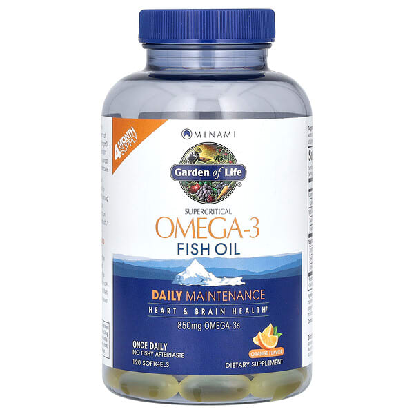 Minami Nutrition, Supercritical Omega-3 Fish Oil, Orange, 850 мг, 120 зөөлөн капсул