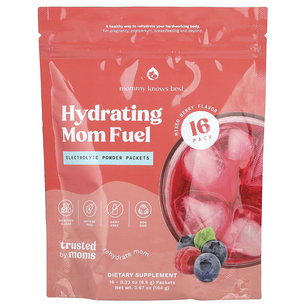 Mommy Knows Best, Hydrating Mom Fuel, Mixed жимс, 16 багц, 0.23 oz (6.5 g) Each