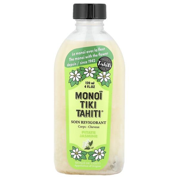 Monoi Tiare Tahiti, Monoi Tiki Tahiti®,, кокосын тос, Pitate Jasmine, 4 fl oz (120 ml)