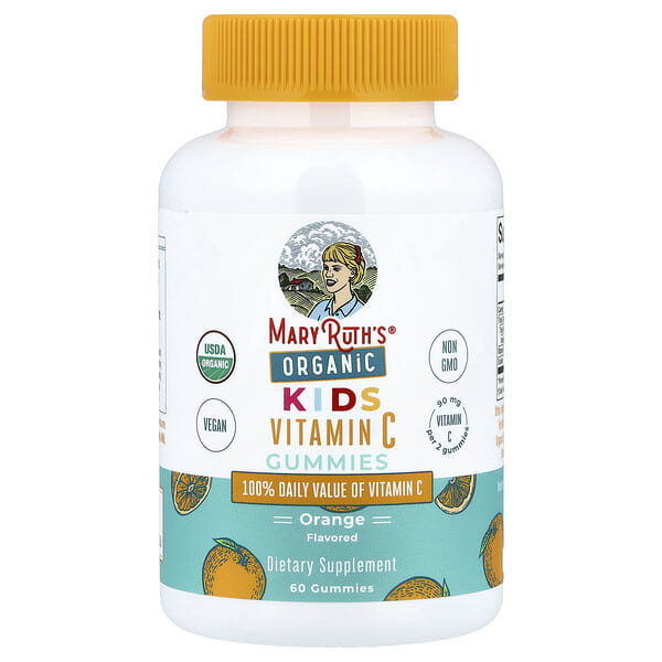 MaryRuth's, Organic Kids Vitamin C Gummies, Orange, 60 Gummies (45 mg per Gummy)