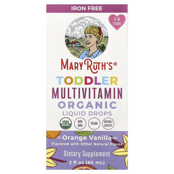 MaryRuth's, Organic Toddler Multivitamin Liquid Drops, 1-3 Years, Orange Vanilla, 2 fl oz (60 ml)