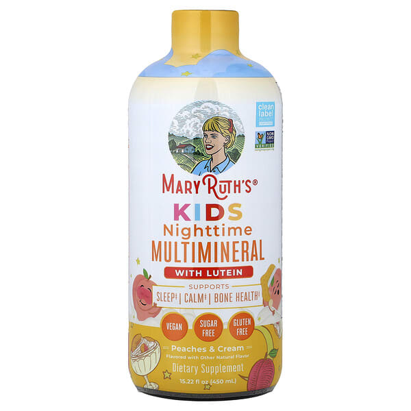 MaryRuth's, Хүүхдийн, Nighttime Multivitamin With Lutein, Peaches & Cream, 15.22 fl oz (450 ml)