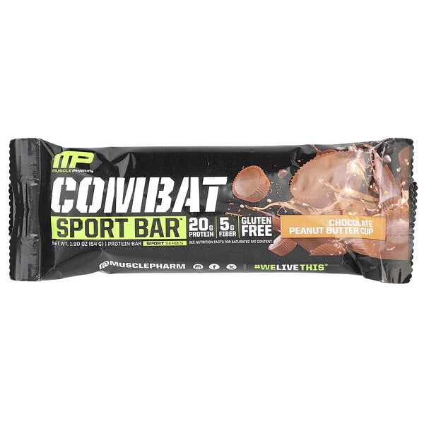 MusclePharm, Combat Sport Bar™, Chocolate Peanut Butter Cup, 1.90 oz (54 g) (Discontinued Item)