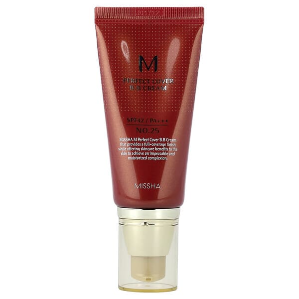 Missha, M Perfect Cover B.B Cream, SPF 42 PA+++, No. 25 Warm Beige, 1.69 fl oz (50 ml)
