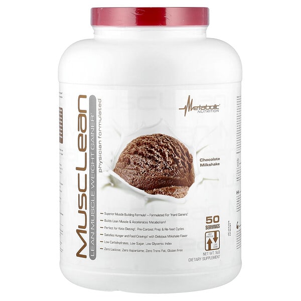 Metabolic Nutrition, MuscLean, Lean Muscle Weight Gainer, Chocolate Milkshake, 5 lbs (Discontinued Item)